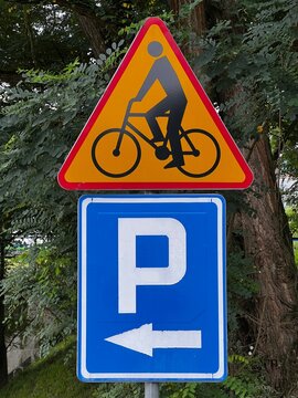 Znaki drogowe, rowerzysta 