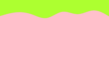 A vibrant abstract background features a wavy lime green top border over a soft pastel pink lower section, creating a modern graphic design.