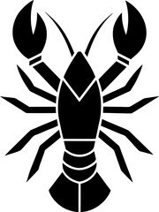 Black Lobster Silhouette Isolated on White Background Seafood Illustration Vector Image Graphic Resource for Designers Food Bloggers and Culinary Enthusiasts