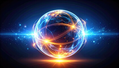 Obraz premium Glowing Energy Sphere with Dynamic Light Trails and Sparkling Effects