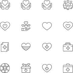 Charity and Healthcare Line Icon Set