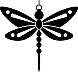 Elegant Black and White Dragonfly Silhouette with Intricate Wing Details for Creative Designs and Nature Inspired Projects