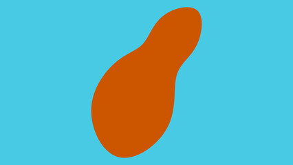 A vibrant orange abstract organic shape floats against a clean blue background, perfect for modern graphic design projects and digital art concepts.