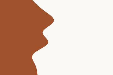 A minimalist abstract background features a smooth, organic brown curve on one side against a clean, bright white space, ideal for modern design projects.
