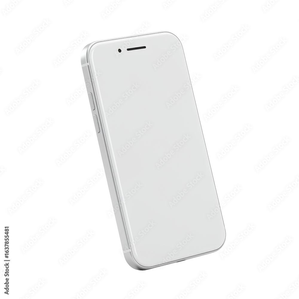 Poster white smartphone with textured case isolated on transparent background