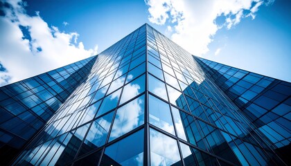 Looking Up at Modern Glass Skyscrapers