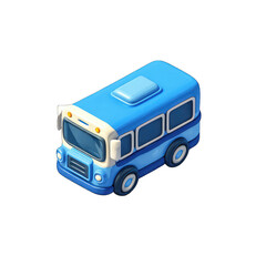Blue school bus, stylized cartoon graphic