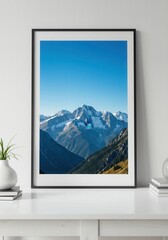 Fototapeta premium Painting frame mockup mountain view