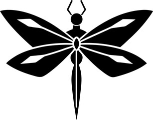 Naklejka premium Minimalist Dragonfly Silhouette Design with Bold Wings and Elongated Body Vector Illustration Suitable for Logos and Graphics