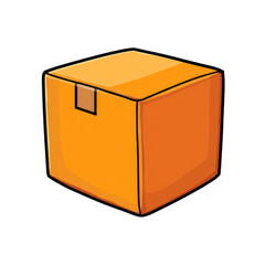 Obraz premium Orange cardboard box, simple cartoon style