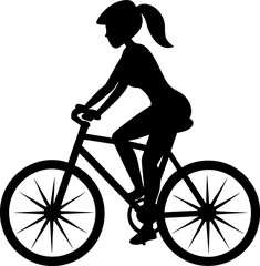 Obraz premium Silhouette of a woman riding a bicycle illustration fitness and healthy lifestyle concept active female cyclist enjoys outdoor recreation and exercise