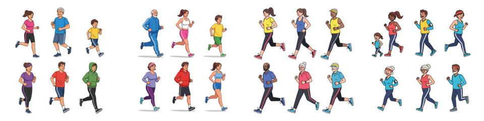 Energetic Crowd: Diverse People Embracing a Healthy Running Lifestyle