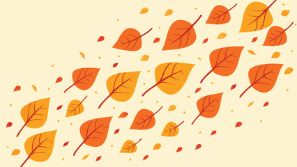 A delightful arrangement of autumn leaves in shades of orange and yellow creating a vibrant pattern design