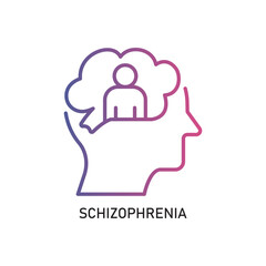 Schizophrenia Outline Illustration,Outline style icon of schizophrenia for mental health, wellness, education, and awareness designs