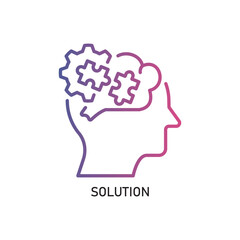 SOLUTION Outline Illustration,Outline style icon of solution for mental health, wellness, education, and awareness designs