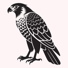 Fototapeta premium Stylized Kestrel Silhouette – Black Predator Bird Illustration