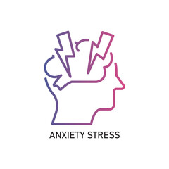 Fototapeta premium anxiety stress Outline Illustration,Outline style icon of anxiety stress for mental health, wellness, education, and awareness designs