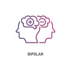 Bipolar Outline Illustration,Outline style icon of bipolar for mental health, wellness, education, and awareness designs