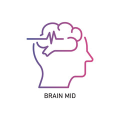 BRAIN MID Outline Illustration,Outline style icon of brain mid for mental health, wellness, education, and awareness designs