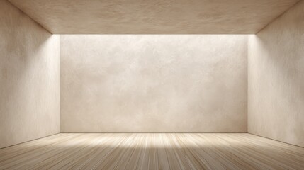 Minimalist Interior with Textured Walls, Wood Flooring, and Natural Light for Product Display or Background