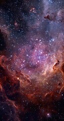 Deep space nebula, vibrant colors, swirling clouds of cosmic dust and stars