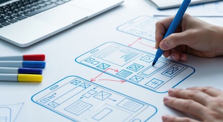 Mobile App Design Process: Hand Sketching User Interface Wireframes for Website Development and Optimization