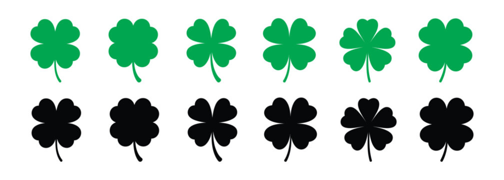 Cloverleaf Icon Silhouette Vector Set on White Background