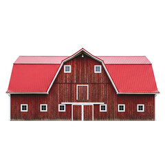 Red farm barn with a gambrel roof