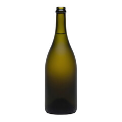 Empty green champagne bottle isolated