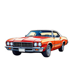 Obraz premium Classic Muscle Car 1970s Coupe in Vivid Detail isolated on transparent background