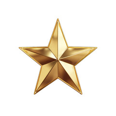 Gold star, 3D rendered, five points, shining
