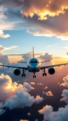 Commercial Jet at Sunset