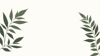 Nature-Inspired Background With Green Leaves Open Space. Minimalistic Leaf Design Background.