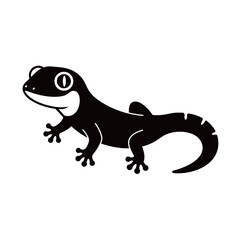 silhouette of a gecko with a white background