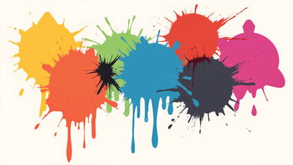 Colorful Paint Splatters on a White Background. Vector Illustration of Multicolor Paint Splashes.