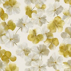 Delicate, pale yellow and white flowers on light background