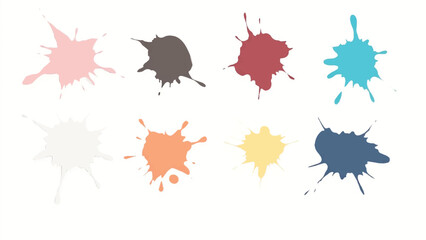 Multicolor splashes isolated on white background. Colorful paint splashes. Vector illustration of multicolor splashes.	