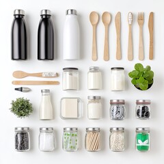 Obraz premium Eco-friendly kitchen and personal care items laid out