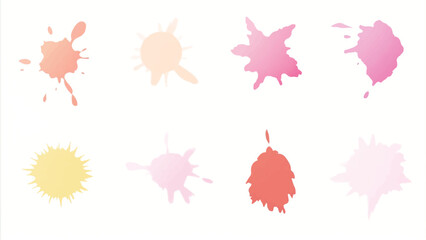 Multicolor splashes isolated on white background. Colorful paint splashes. Vector illustration of multicolor splashes.	