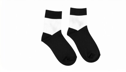 High-Quality Sports Socks Mockup - Black and White Ribbed Design Isolated