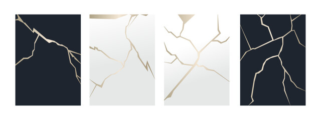 Elegant Gold Crackle Marble  Vertical Background Set