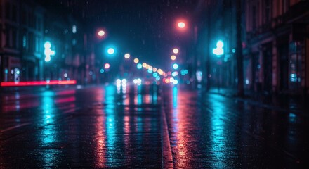 Obraz premium night city street