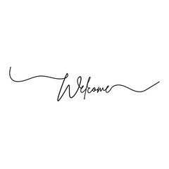 Obraz premium Vector art of welcome word in black calligraphy, isolated on white background
