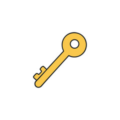 Vector art of yellow key icon isolated on white background