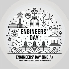 Engineers' Day India &ndash; Sir M. Visvesvaraya Tribute Illustration.