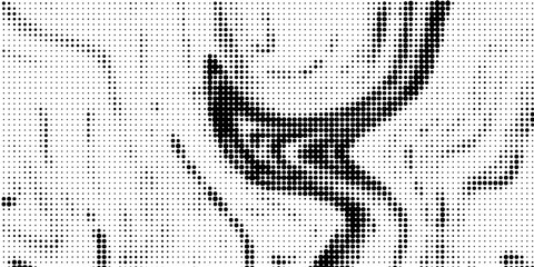 Fototapeta premium Abstract gradient halftone wave dotted textured pattern. Black grunge speckle on white background overlay. Retro comic pop art backdrop with halftone dots design