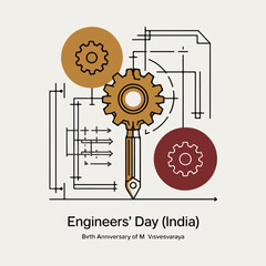 Engineers' Day India &ndash; Sir M. Visvesvaraya Tribute Illustration.