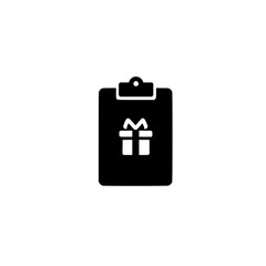 Obraz premium Clipboard with Gift Box Icon Representing Holiday Shopping List or Present Delivery Concept