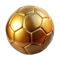 Shiny golden soccer ball isolated on transparent background