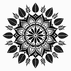 Fototapeta premium Sunleaf Mandala Set vector clean black silhouette design white background